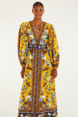 Yellow Flowering Garden Tree Organic Cotton Maxi Dress | FARM Rio | FARM Rio Online