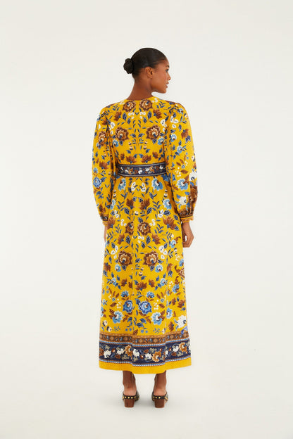 Yellow Flowering Garden Tree Organic Cotton Maxi Dress | FARM Rio | FARM Rio Online