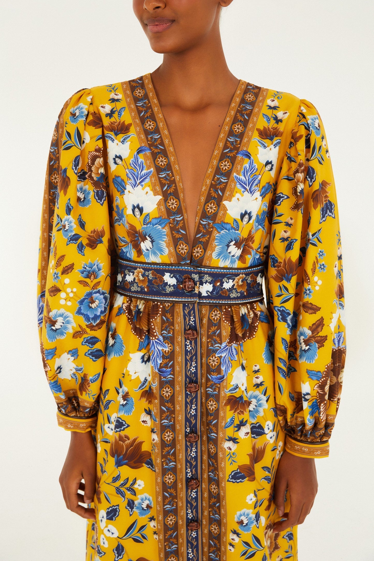 Yellow Flowering Garden Tree Organic Cotton Maxi Dress | FARM Rio | FARM Rio Online