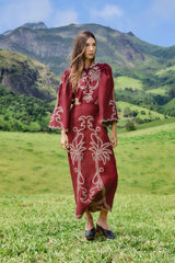 Red Artisanal Cut-Out Embroidered Euroflax� Premium Linen Maxi Dress | FARM Rio | FARM Rio On Sale