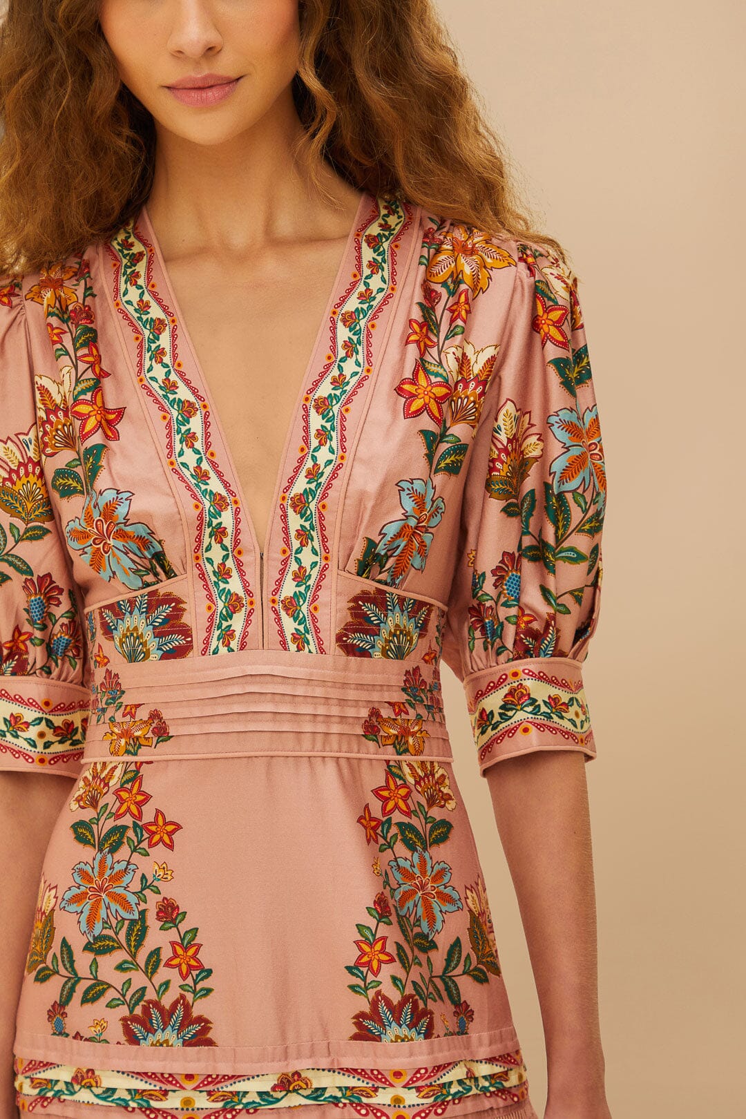 Pink Garden Delight Short Sleeve Maxi Dress | FARM Rio US