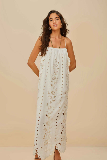 Off-White Richelieu LENZING™ ECOVERO™ Euroflax™ Maxi Dress | FARM Rio Near Me