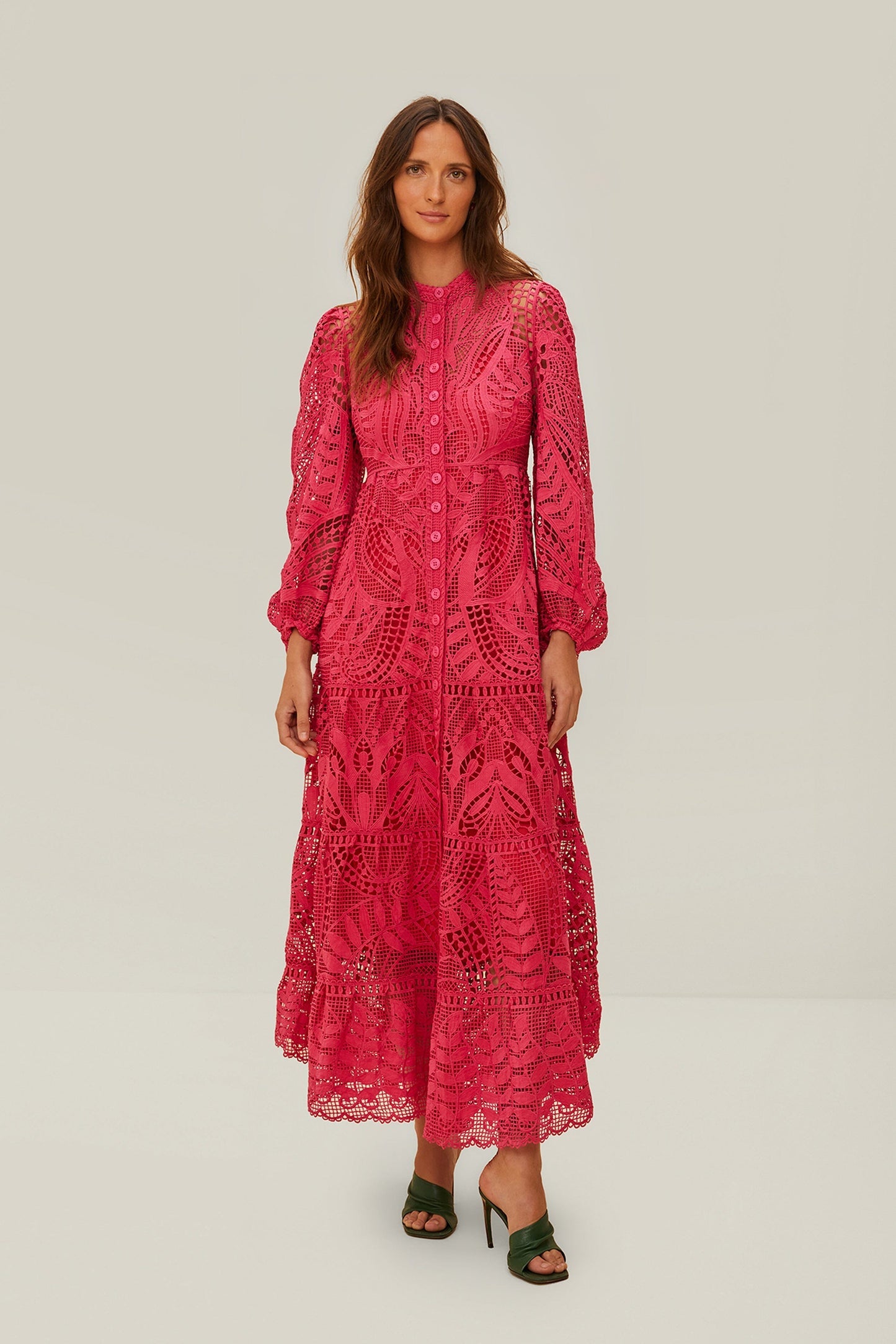 Pink Guipire Maxi Dress | FARM Rio Outlet