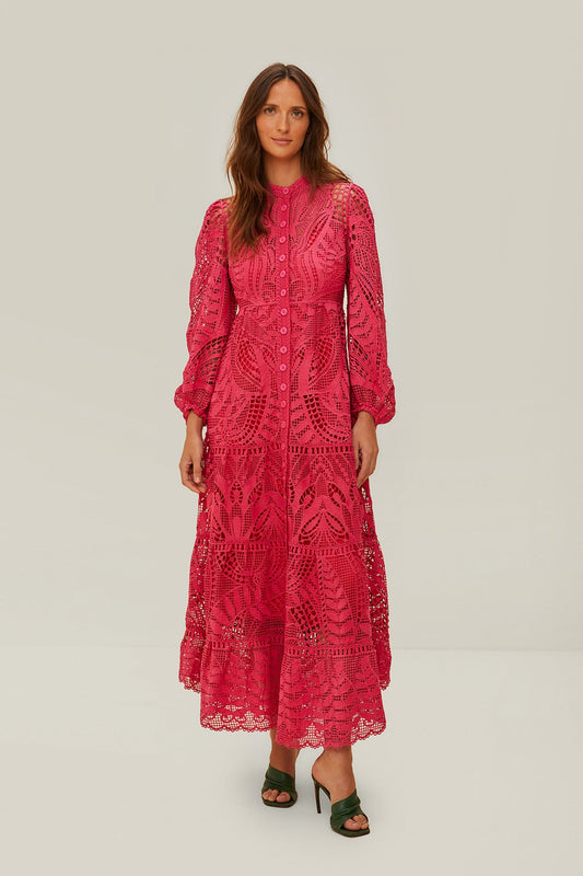 Pink Guipire Maxi Dress | FARM Rio Outlet
