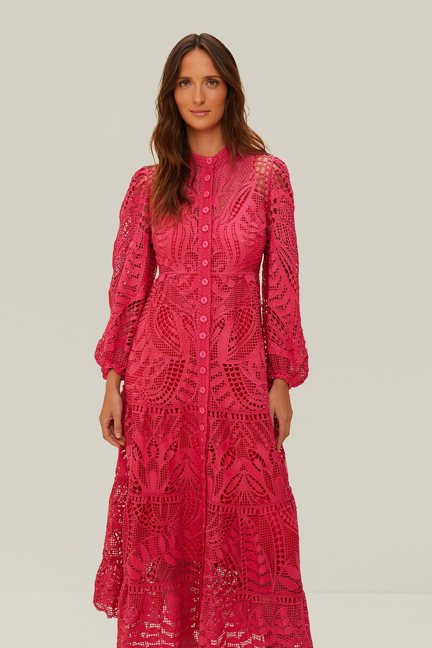 Pink Guipire Maxi Dress | FARM Rio Outlet