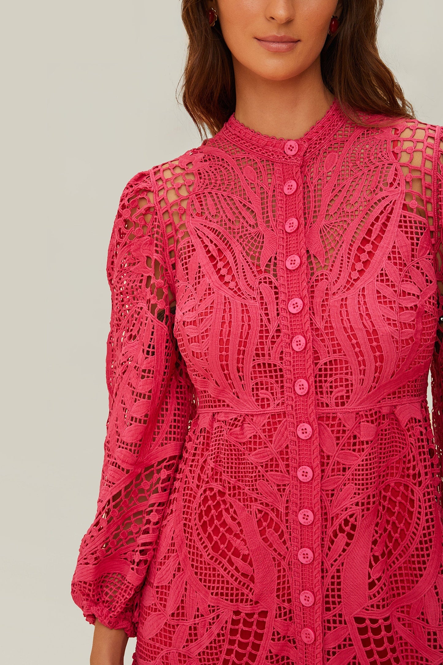 Pink Guipire Maxi Dress | FARM Rio Outlet