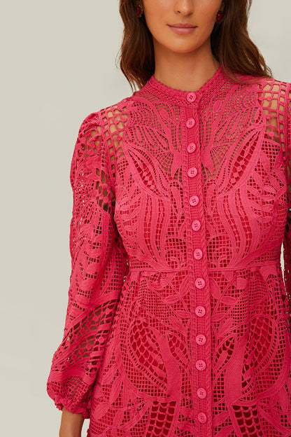 Pink Guipire Maxi Dress | FARM Rio Outlet