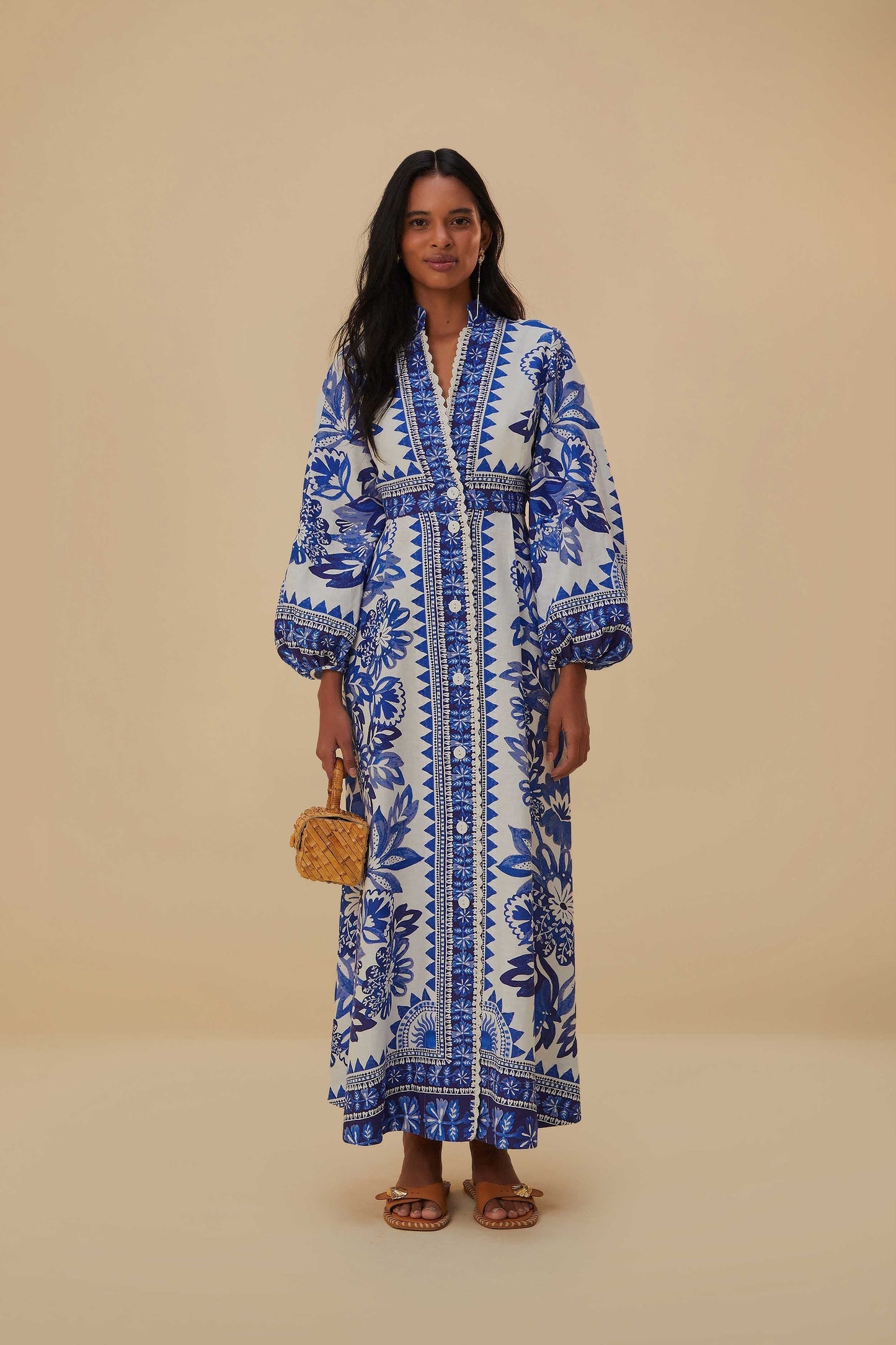 Off-White Flora Tapestry Lenzing™ Ecovero™ Euroflax™ Maxi Dress | FARM Rio On Sale