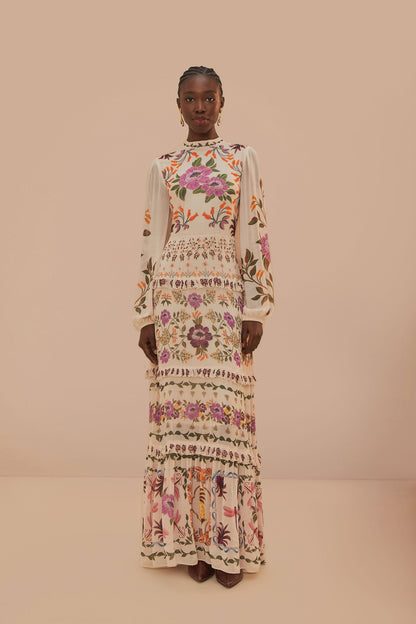 Cream Winter Garden Ruffle Maxi Dress | FARM Rio Near Me