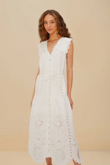 Off-White Sleeveless Euroflax™ Premium Linen Maxi Dress | FARM Rio Outlet