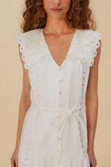 Off-White Sleeveless Euroflax™ Premium Linen Maxi Dress | FARM Rio Outlet