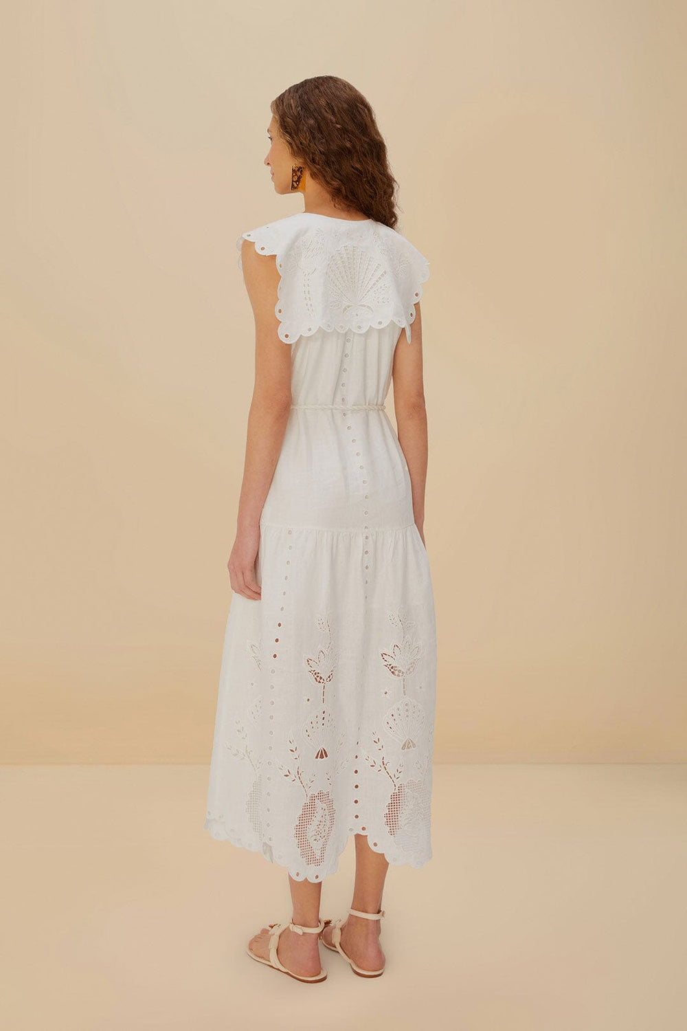 Off-White Sleeveless Euroflax™ Premium Linen Maxi Dress | FARM Rio Outlet