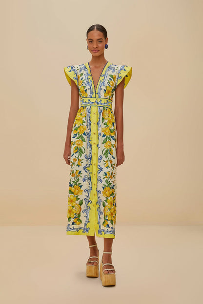Off-White Sicily Scarf Organic Cotton Maxi Dress | FARM Rio For Sale