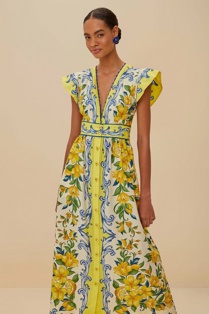 Off-White Sicily Scarf Organic Cotton Maxi Dress | FARM Rio For Sale