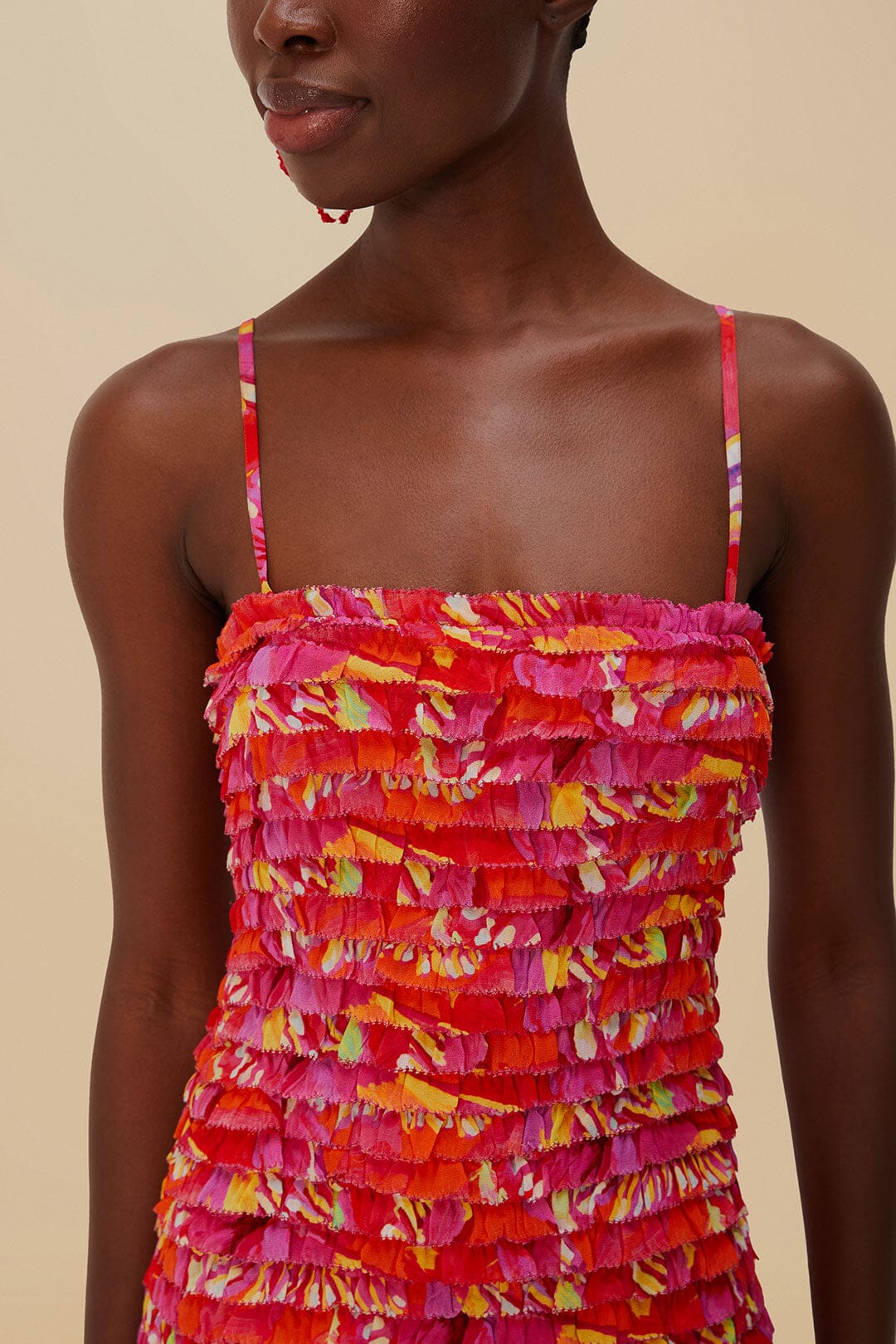 Orange Flying Birds Strapless Midi Dress | FARM Rio