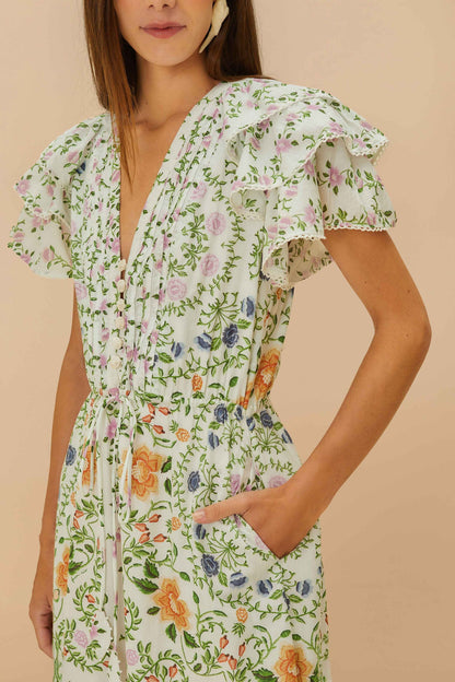 Off-White Folk Floral Lace Midi Dress | FARM Rio Discount