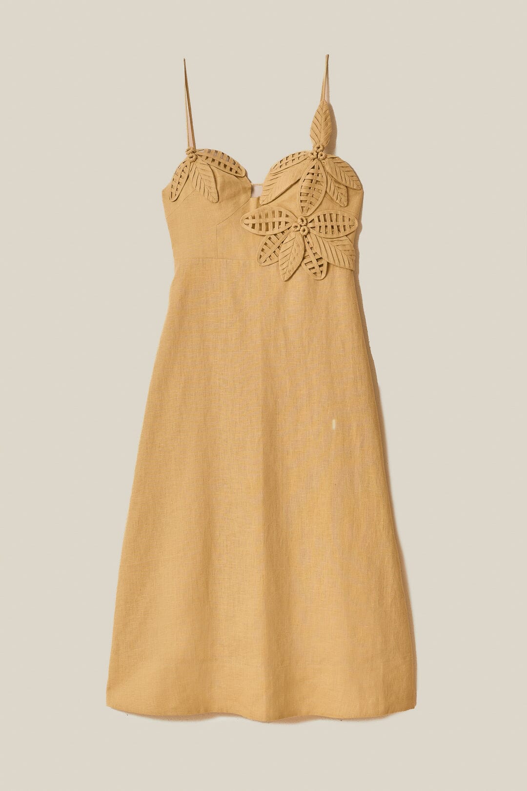 Sand 3D Flower Bodice Midi Dress | FARM Rio US