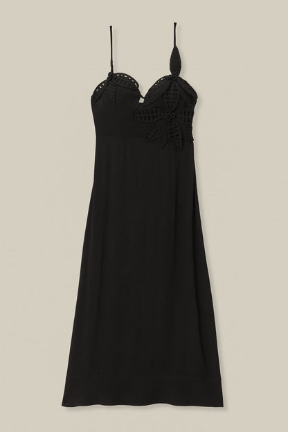 Black Flowered Bust Midi Dress | FARM Rio Near Me