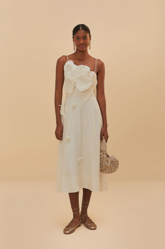 Off-White Garden LENZING™ ECOVERO™ Euroflax™ Midi Dress | FARM Rio US