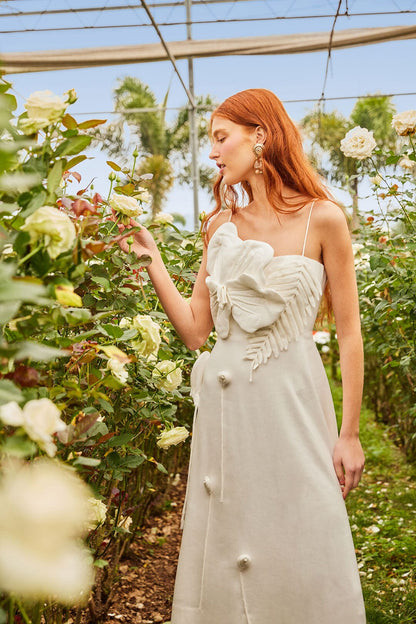 Off-White Garden LENZING™ ECOVERO™ Euroflax™ Midi Dress | FARM Rio US