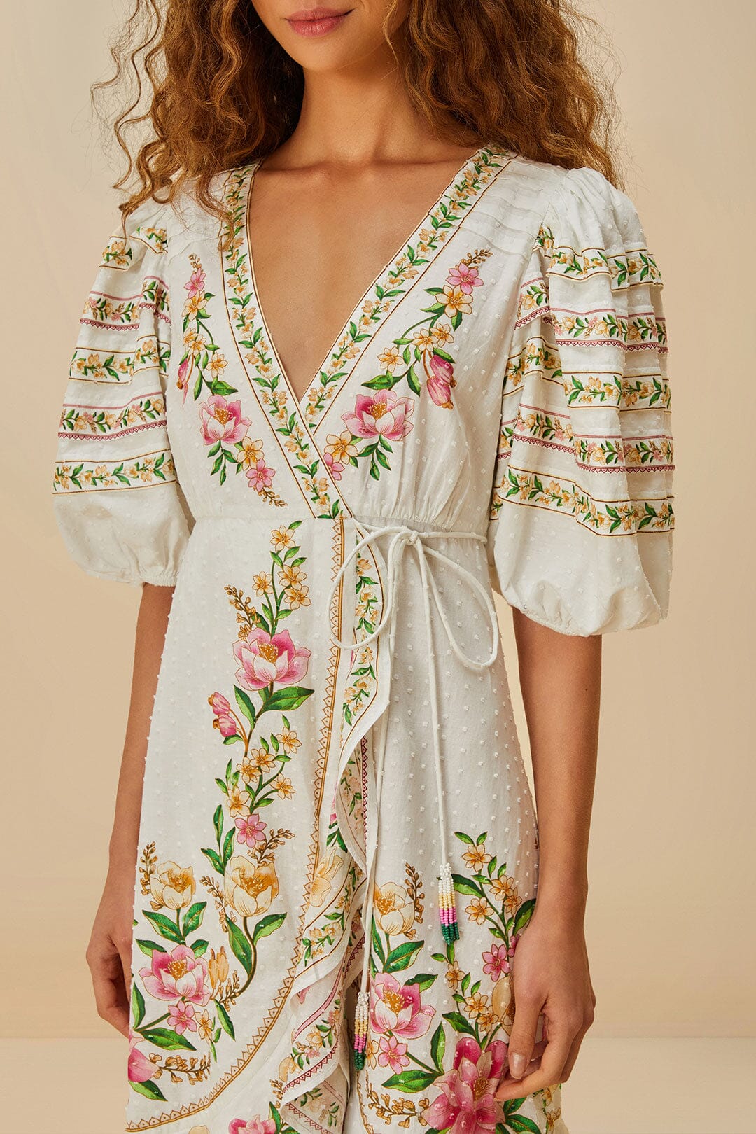 Off-White Palm Dream Wrap Midi Dress | FARM Rio Near Me