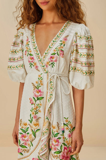 Off-White Palm Dream Wrap Midi Dress | FARM Rio Near Me