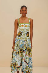 Multicolor Latin Trip Scarves Organic Cotton Midi Dress | FARM Rio Discount