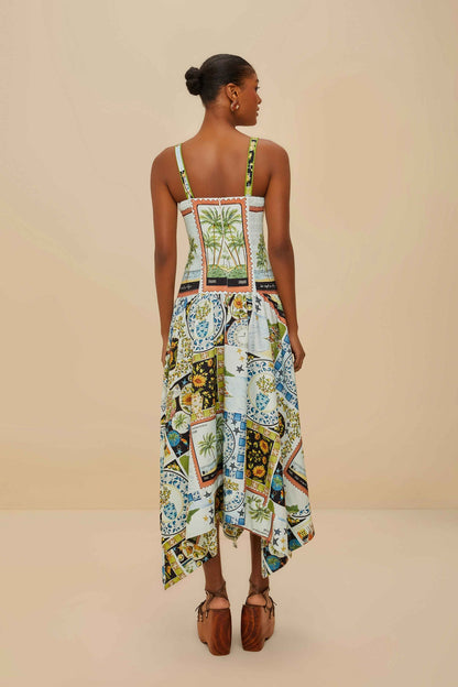 Multicolor Latin Trip Scarves Organic Cotton Midi Dress | FARM Rio Discount