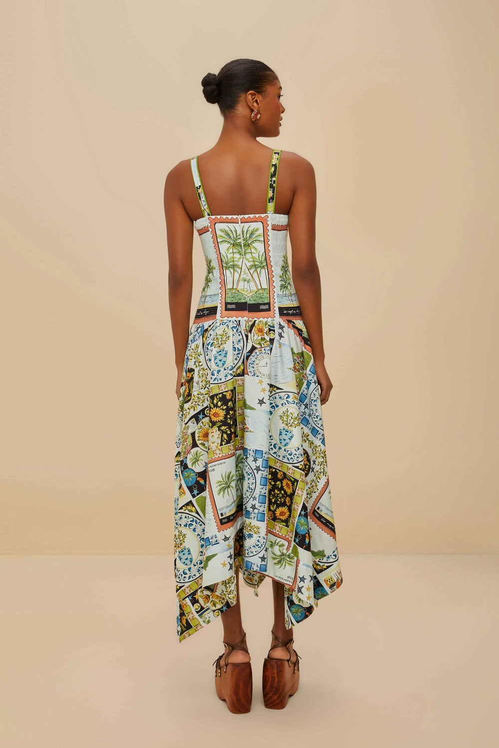 Multicolor Latin Trip Scarves Organic Cotton Midi Dress | FARM Rio Discount