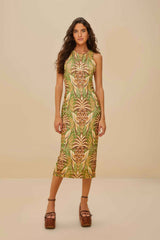 Pineapple Tapestry Green Tulle Midi Dress | FARM Rio Online