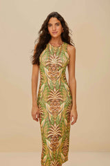 Pineapple Tapestry Green Tulle Midi Dress | FARM Rio Online