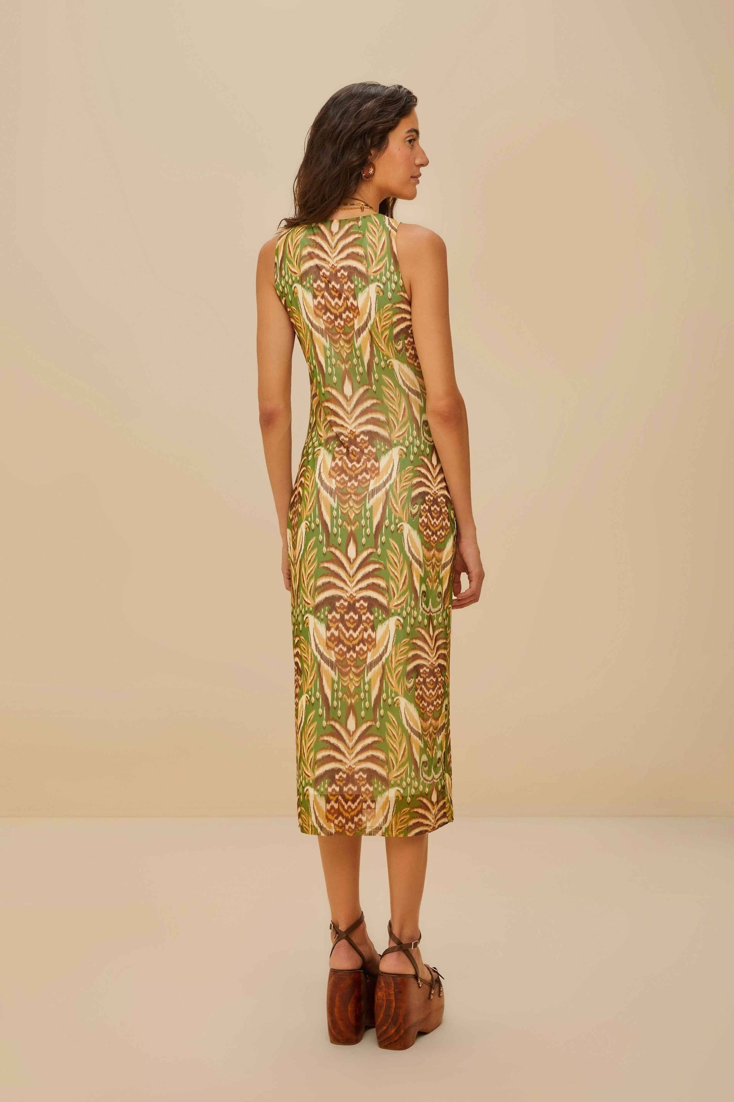 Pineapple Tapestry Green Tulle Midi Dress | FARM Rio Online
