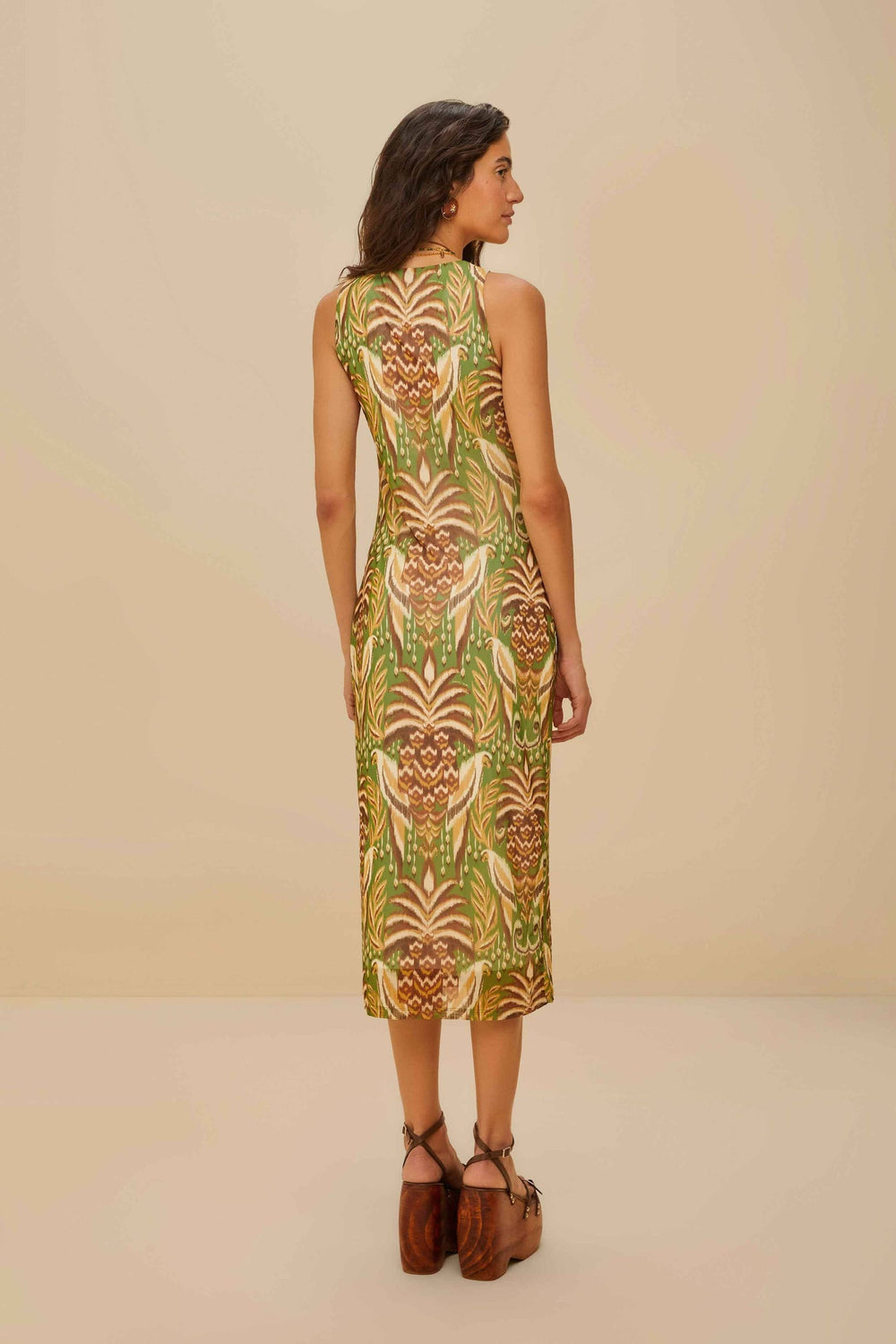 Pineapple Tapestry Green Tulle Midi Dress | FARM Rio Online