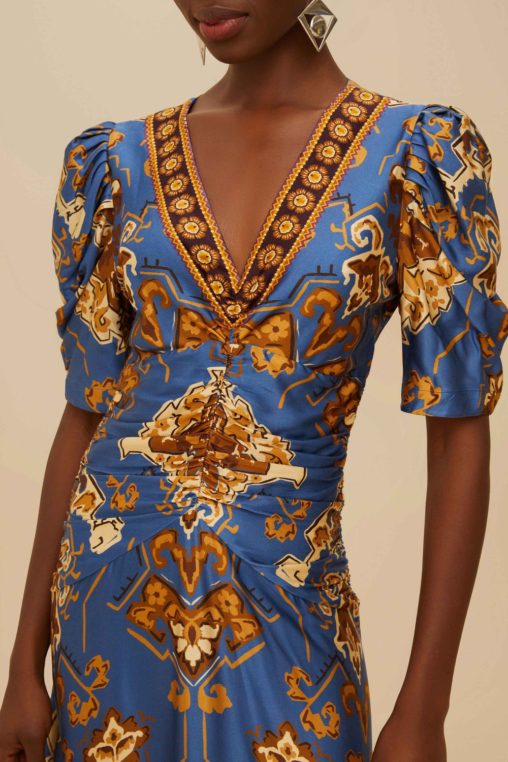 Blue Ornament Floral Midi Dress | FARM Rio Outlet