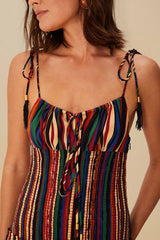 Multicolor Pipa Stripes Midi Dress | FARM Rio For Sale