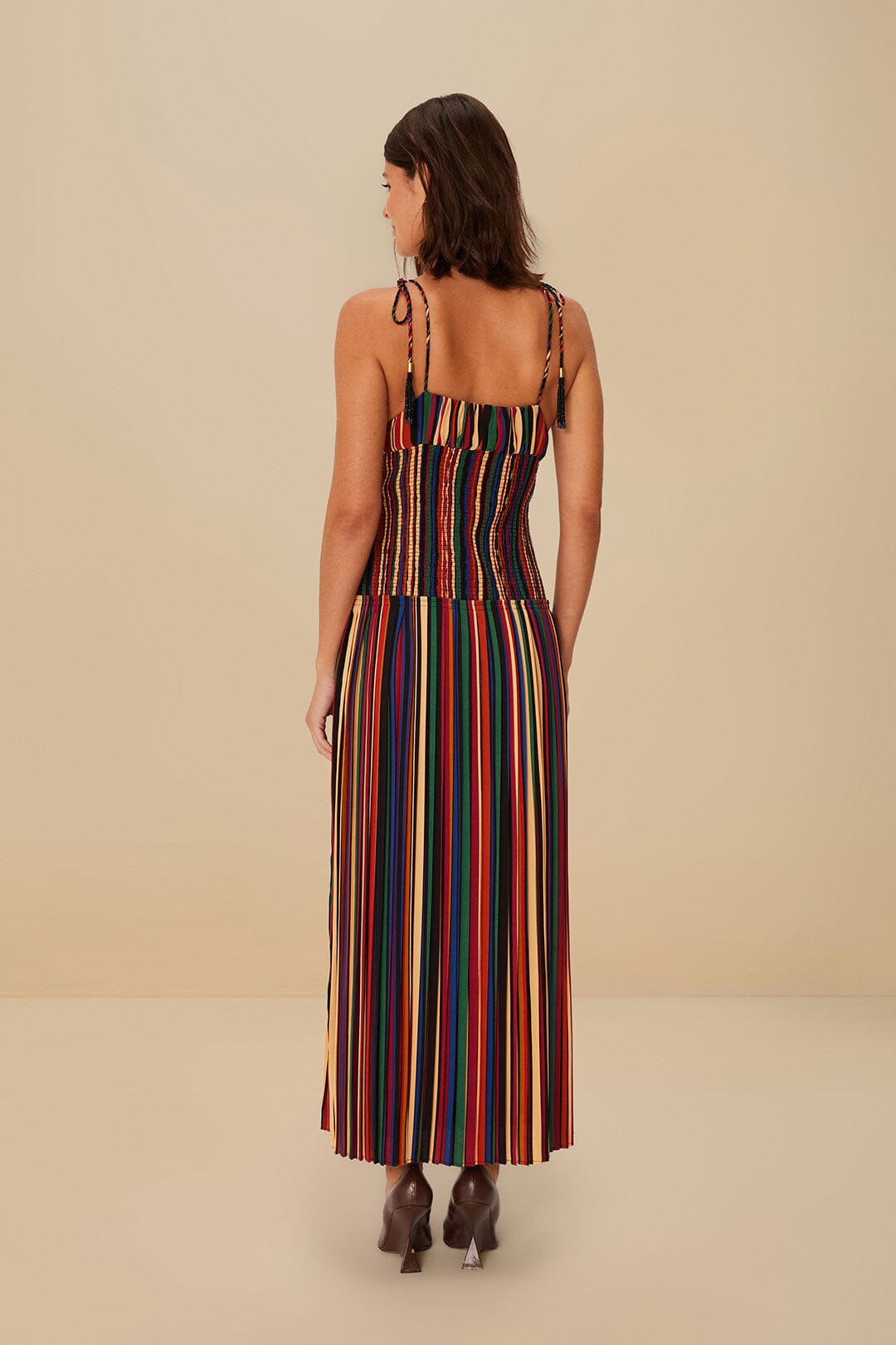 Multicolor Pipa Stripes Midi Dress | FARM Rio For Sale