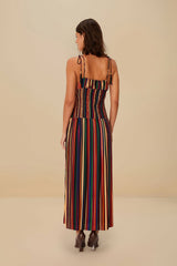 Multicolor Pipa Stripes Midi Dress | FARM Rio For Sale