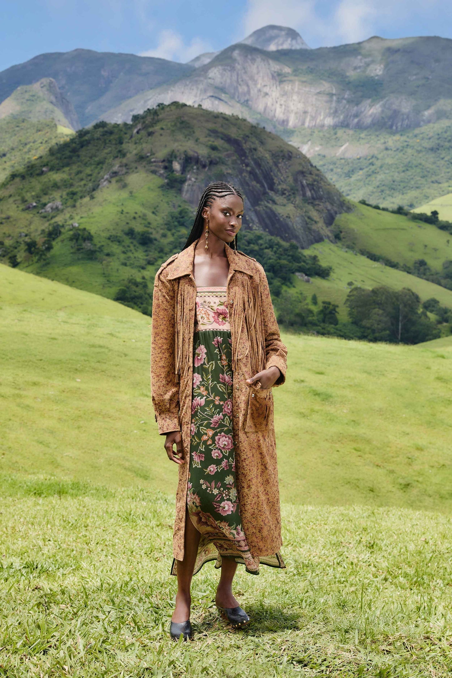 Green Flowering Garden Tree Sleveeless Midi Dress | FARM Rio | FARM Rio Discount