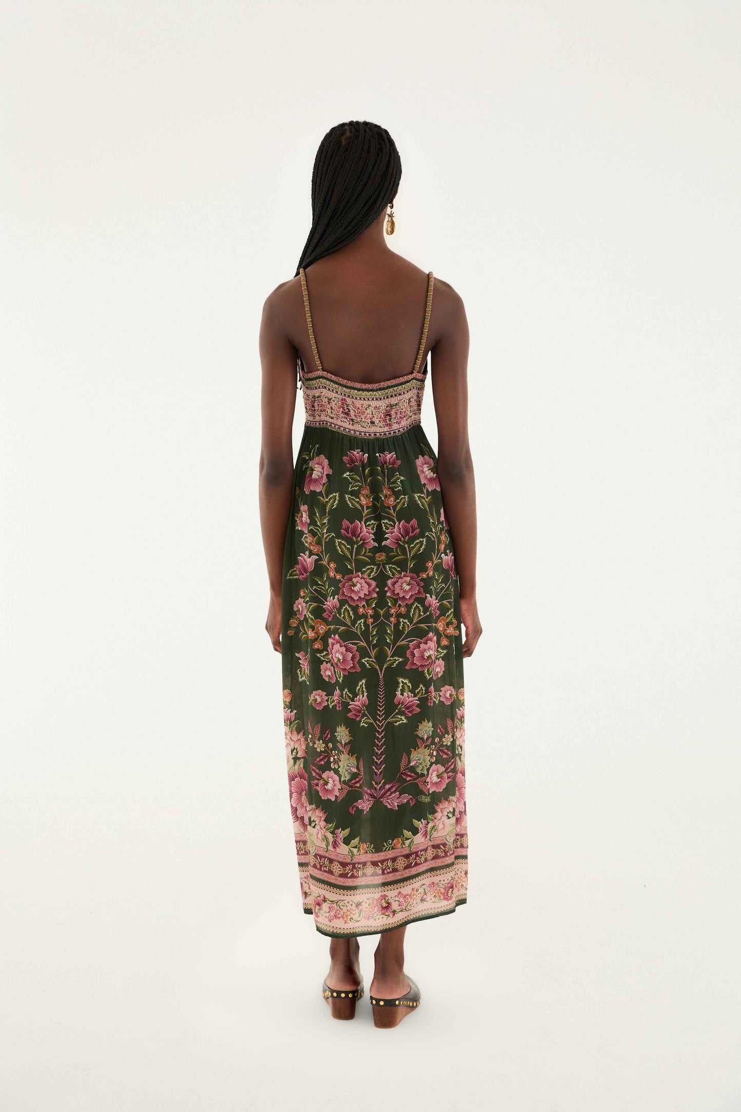 Green Flowering Garden Tree Sleveeless Midi Dress | FARM Rio | FARM Rio Discount