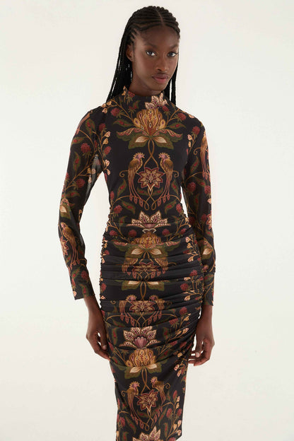 Black Berry Garden Tulle Midi Dress | FARM Rio | FARM Rio On Sale