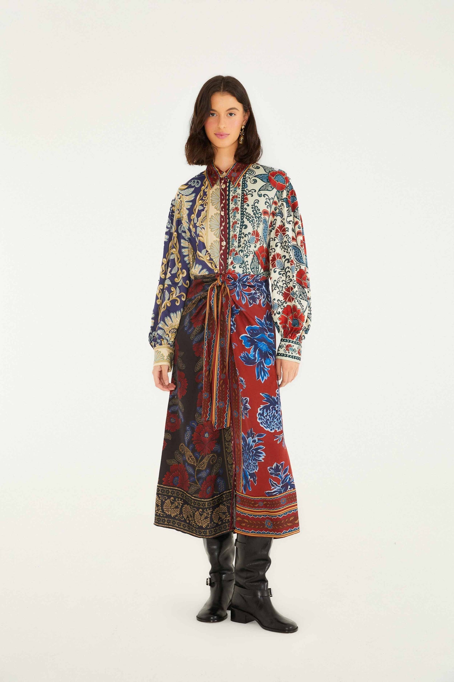 Mixed Navy Winter Lenzing® Ecovero® Viscose Midi Dress | FARM Rio | FARM Rio Outlet