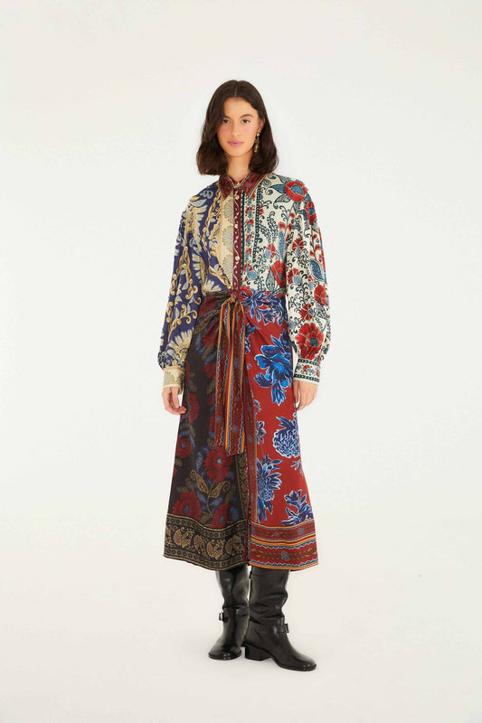 Mixed Navy Winter Lenzing® Ecovero® Viscose Midi Dress | FARM Rio | FARM Rio Outlet
