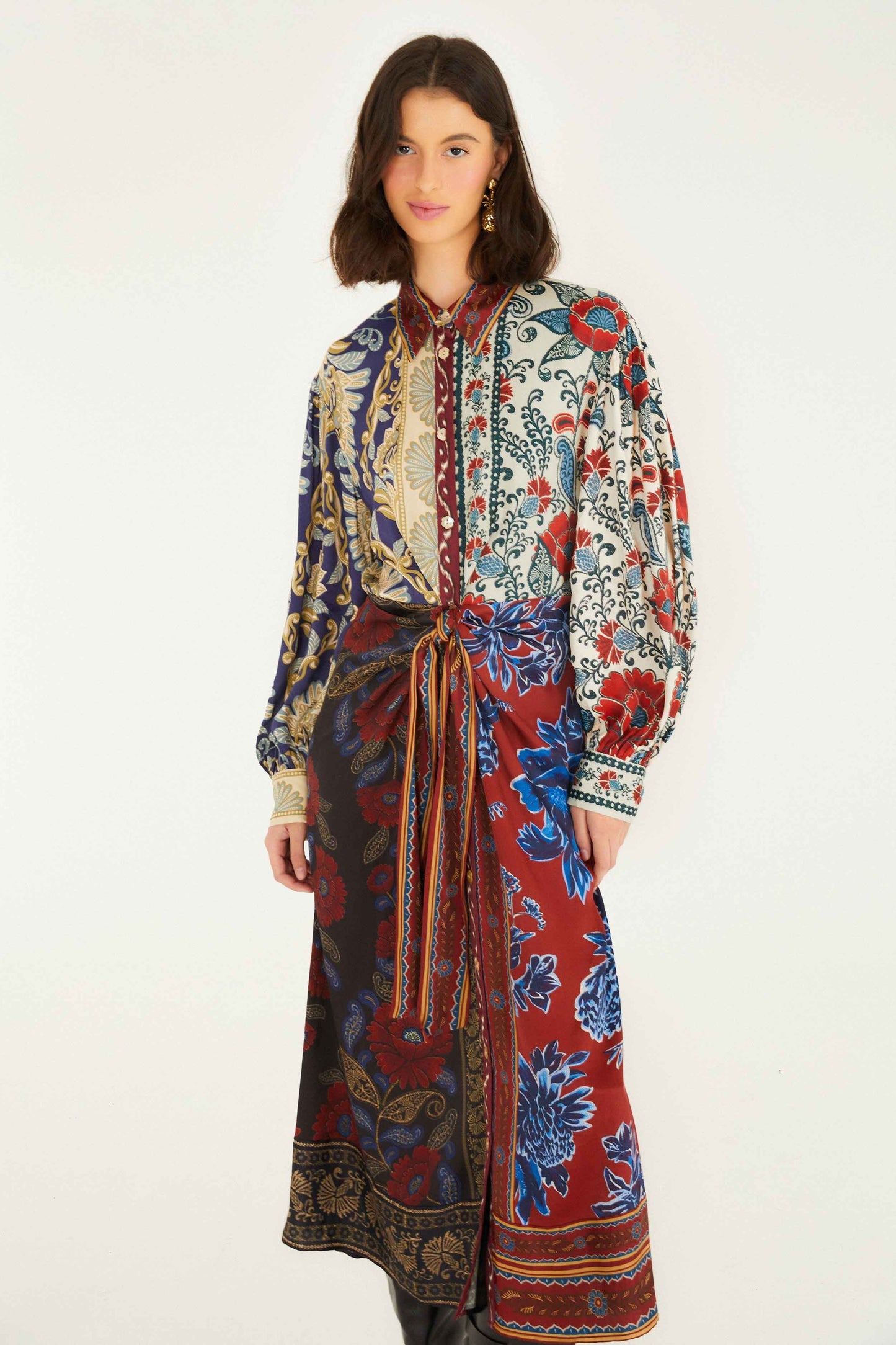 Mixed Navy Winter Lenzing® Ecovero® Viscose Midi Dress | FARM Rio | FARM Rio Outlet