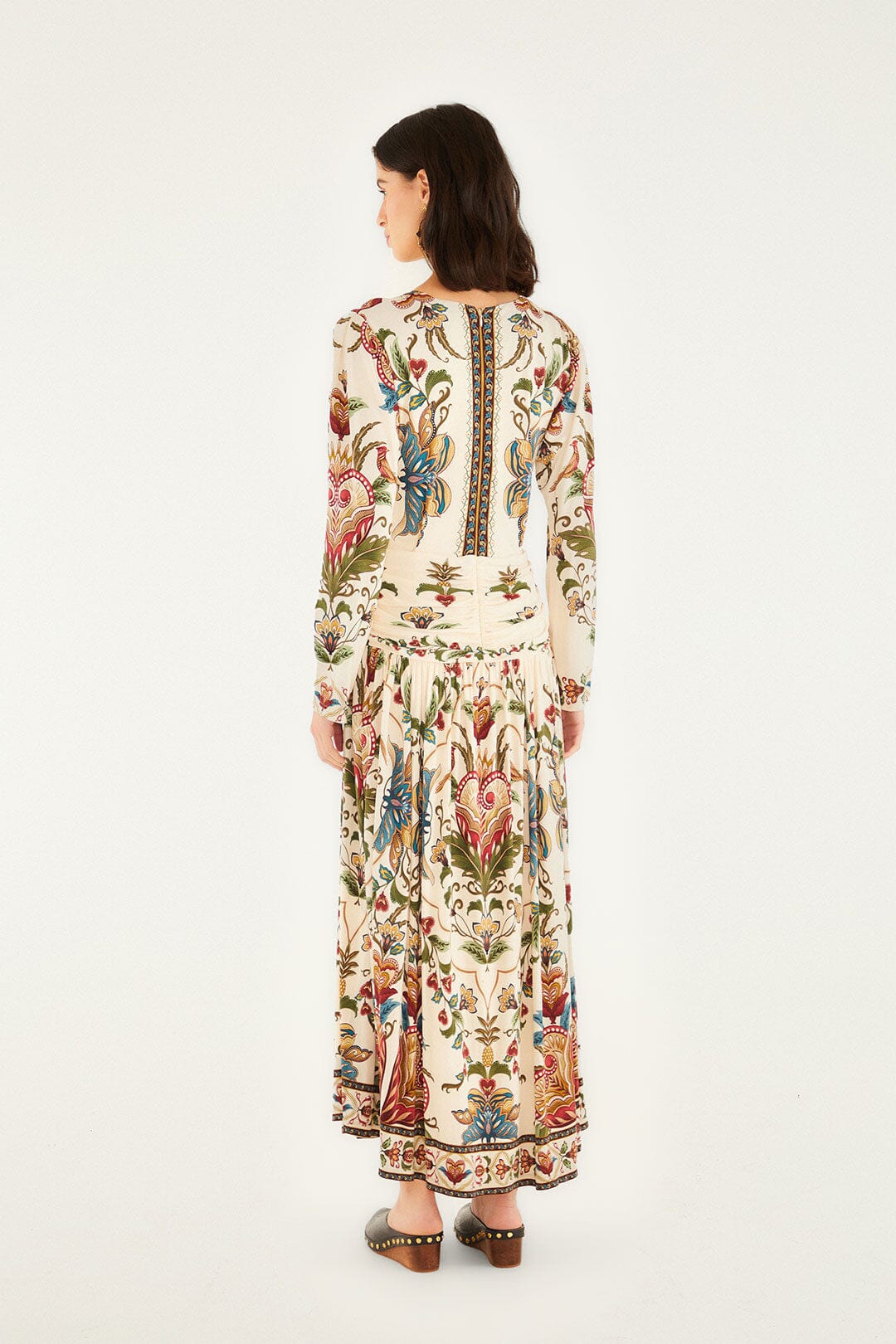 Cream Majestic Hearts Long Sleeve Midi Dress | FARM Rio | FARM Rio