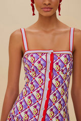Multicolor Graphic Pineapple Scarf Organic Cotton Midi Dress | FARM Rio US