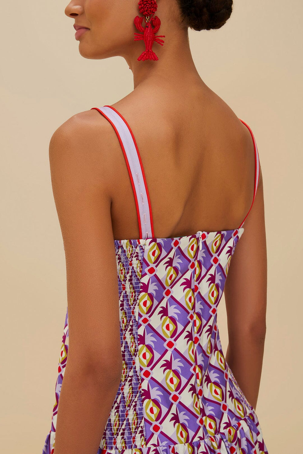 Multicolor Graphic Pineapple Scarf Organic Cotton Midi Dress | FARM Rio US