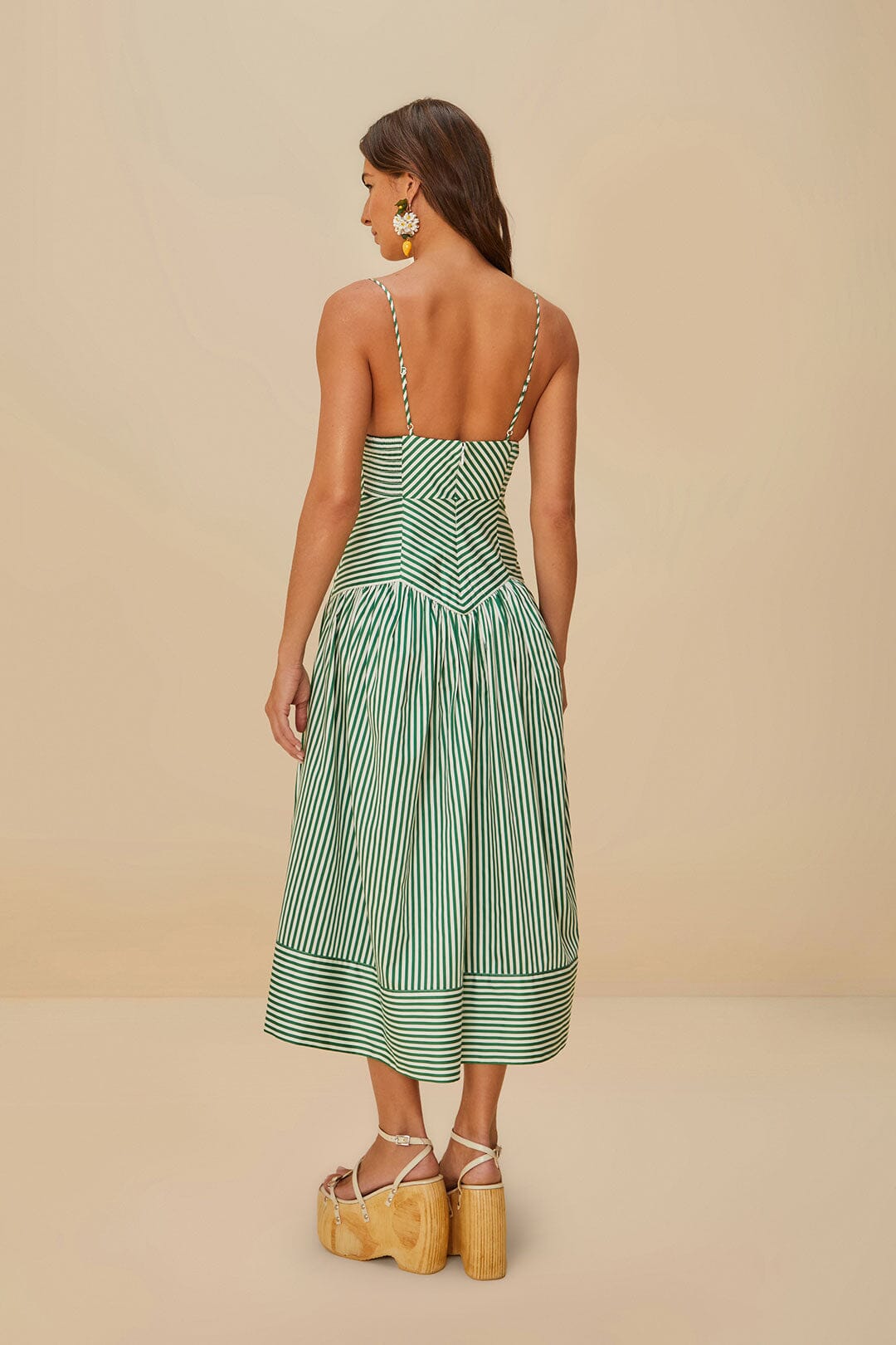 Bicolor Stripes Organic Cotton Midi Dress | FARM Rio On Sale