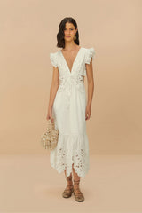Off-White Butterfly Richelieu Midi Dress | FARM Rio Online