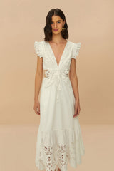 Off-White Butterfly Richelieu Midi Dress | FARM Rio Online
