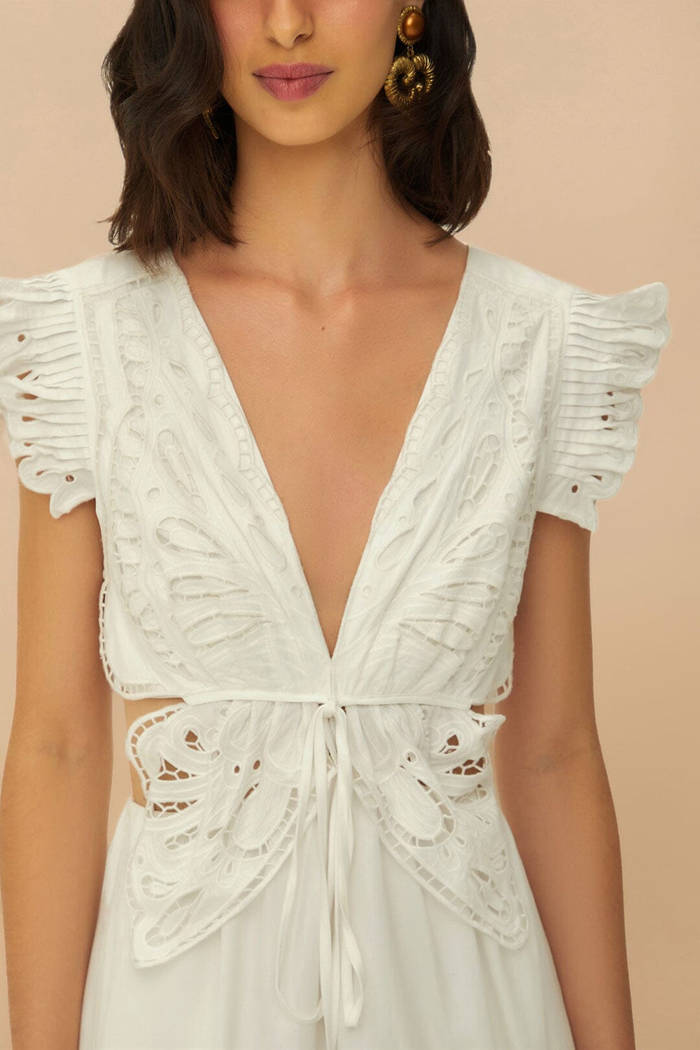 Off-White Butterfly Richelieu Midi Dress | FARM Rio Online